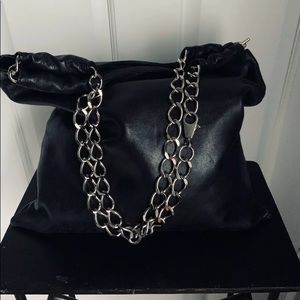 LANVIN Black shopper Tote Bag  HOBO HANDBAG AUTHENTIC